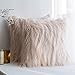 MIULEE Pack of 2 Decorative Throw Pillow Covers Faux Fur Fluffy New Luxury Series Style Square Cases for Couch Cushion Sofa Bedroom 18 x 18 Pink