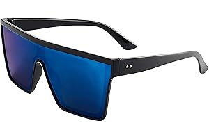 Vintage Oversized Square Sunglasses for Women Men Fashion One Piece Flat Top Shield Shades UV400 Protection Eyewear