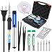 Soldering Iron Kit Electronic, WYCTIN 60W 110V Adjustable Temperature Welding Iron, Desoldering Wick, 5pcs Soldering Iron Tips,Desoldering Pump, 2pcs Solder, 2pcs Tweezers, Stand with Tool Carry Case