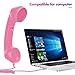 Cell Phone Handset, Retro Telephone Handset 3.5 mm Wired Anti Radiation Noise Reduction Receivers for iPhone, Android Mobile Phones, Smartphone (Pink)