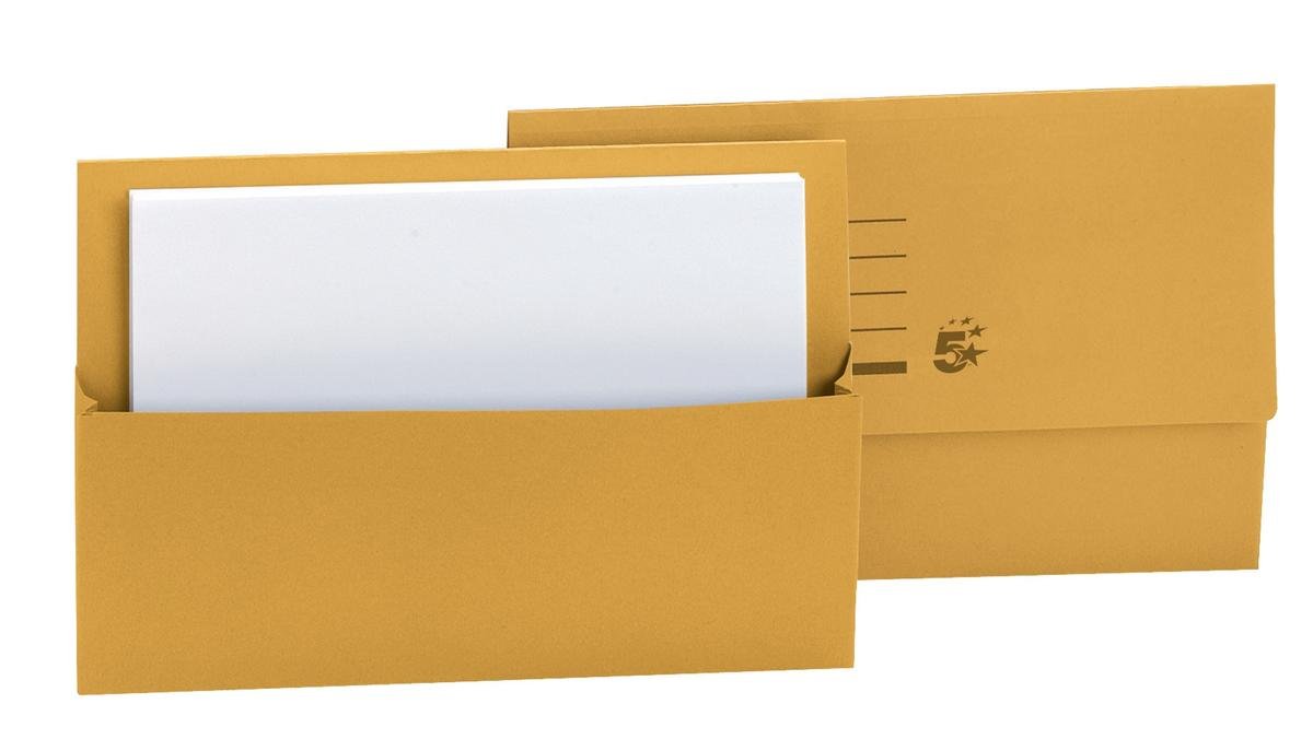 5 Star Office Document Folder Wallet Half Flap Foolscap 250gsm Capacity 32mm Yellow (Pack 50)