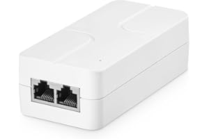 2.5 Gigabit PoE Injector 30W, Supports IEEE 802.3af/at, YuLinca White Compact Power Over Ethernet Adapter, Plug and Play, Fan