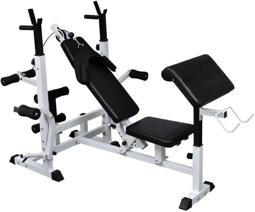 Multi Use Weight Bench Exercise Equipment Dimensions: 5' 11" x 4' 1" x 3' 4" - 4' (L x W x H)