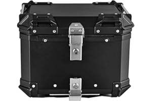 Shkalacar 65L Motorcycle Top Case Tail Box, Moto Rear Trunk Aluminum Alloy Luggage Case Quick Release Motorbike Tail Storage 