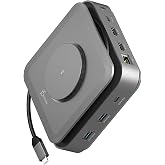 j5create USB-C Dock Dual 4K HDMI - Supports Dual Extended 4K Display | For Windows and M1/M2/M3 MacBook, Built-in 15W Magnetic Wireless Charger, USB-A x 2, USB-C x 2, Gigabit ethernet (JCD3199)