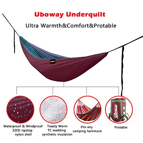 UBOWAY Hammock Underquilt - Packable Full Length Under Blanket, Camping Quilt(Red)