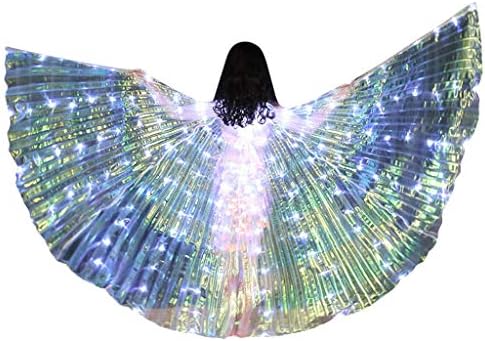 LEEDY Belly Dancing Wings Lights Children LED Dance Colorful Stick Isis Angel with Butterfly Telescopic Sticks Fairy Performance Supplies Props Carnival Costumes