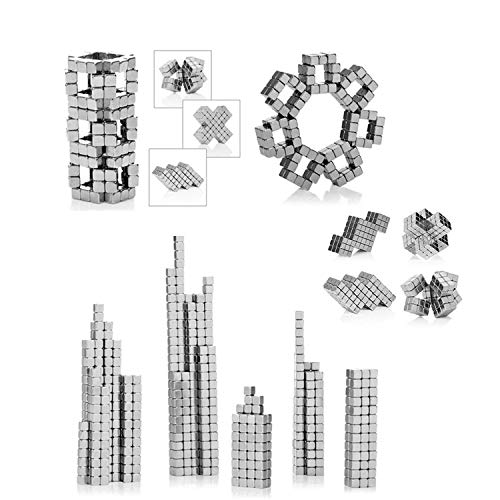 Xtozon 5MM 216 Pieces Magnetic Sculpture Cube Building Blocks Toys for Intelligence Learning, Magnet Executive Desk Toys and Stress Relief Toys for Adults (Silver) - Thumbnail 2