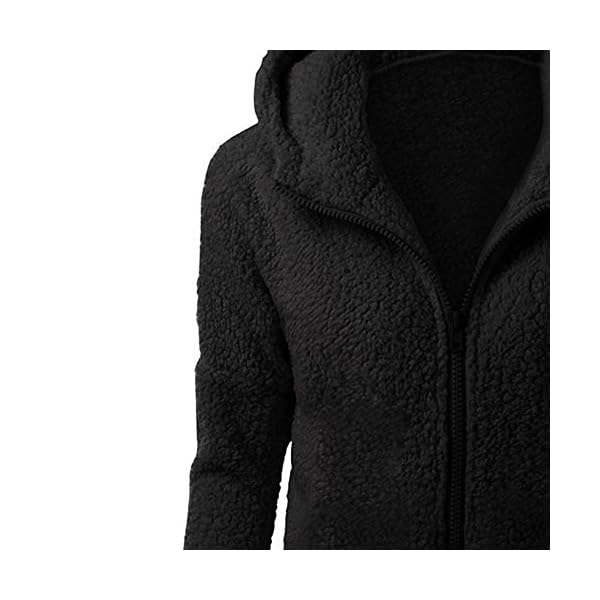 Chaqueta Mujeres de Invierno de Lana Cálida Cremallera Abrigo con Capucha Casual Suéter Abrigo de Algodón Outwear Hoodie… | DeHippies.com