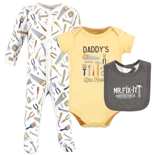 Hudson Baby baby-boys Av2024-hudson Baby Unisex Baby Cotton Sleep and Play Bodysuit and Bandana Bib Set-607dbe08