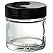 JUVITUS 1 oz / 30 ml Clear Thick Glass Straight Sided Jar With Black Smooth Lids (4 pack)