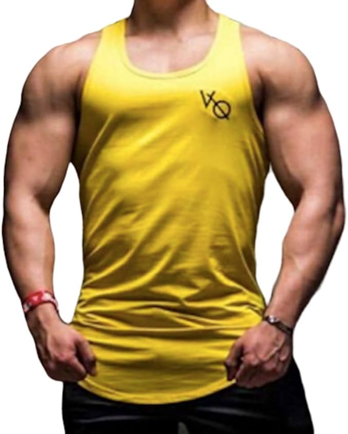 Amazon バギオ Baggio メンズ タンクトップ トレーニング ウェア フィットネス アクティブ 筋トレ 速乾性 M イエロー フィットネス トレーニング シャツ 通販