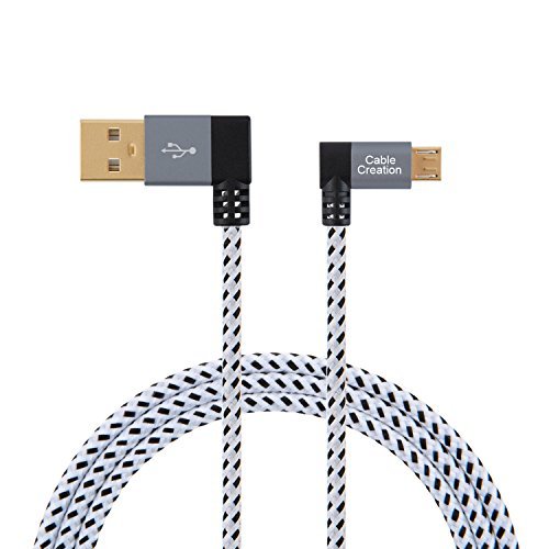 CableCreation 6.5 FT Angle USB 2.0 Charge Cable, Dual Angle USB to Micro USB Data Charge Cable, Compatible Fire Stick, Chromecast, Power Pack, Samsung Galaxy Tab, Aluminium Case, 2M, Space Gray