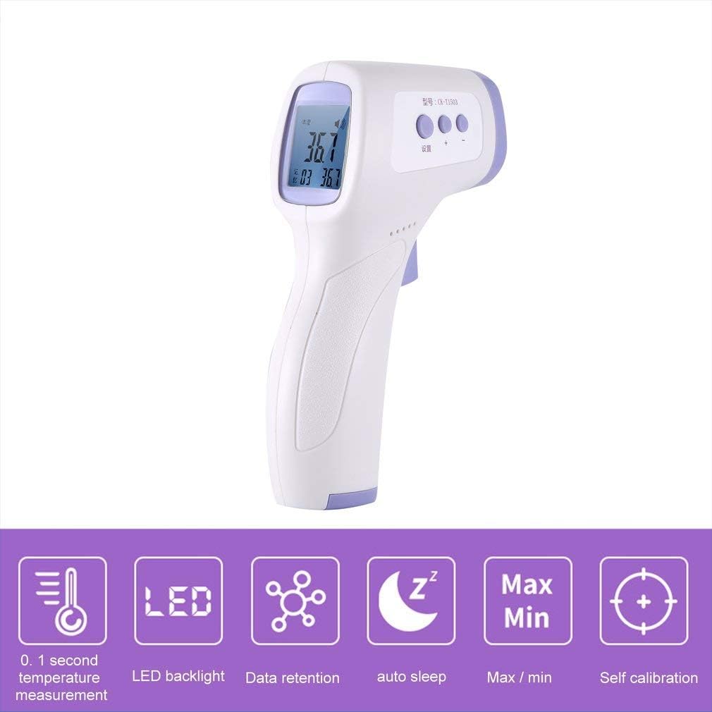 Infrared Thermometer, Non-Contact Instant Reading Digital Thermometer with Fever Alarm, LCD Display Thermometer for Forehead Body