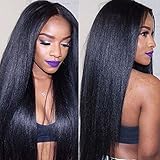Human Hair Lace Front Wig Brazilian Remy Light Yaki Straight Hair Wigs with Baby Hair For African Americans 130% Density
