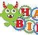 Monster Birthday Party Banner - HAPPY BIRTHDAY Garland Party Decoration - Handmade in USA