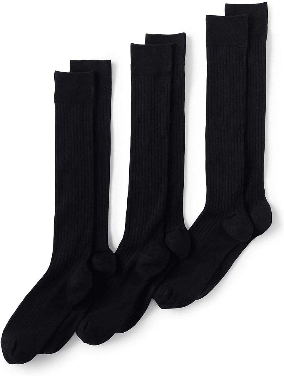 Lands' End Men's Seamless Toe Over The Calf Cotton Rib Dress Socks (3