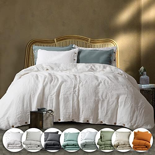 EVERLY Linen Duvet Cover Queen Size, 100 Stonewashed French Linen