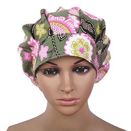 JoyRing Adjustable Surgical Scrub Cap Medical Doctor Bouffant Hats with Sweatband and Free Cotton Mask (Set G)