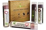 Organic Tinted Lip Balm by Sky Organics - 4 Pack Assorted Colors -- With Beeswax, Coconut Oil, Cocoa Butter, Vitamin E- Minty Lip Plumper for Dry, Chapped Lips- Tinted Lip Moisturizer. Made in USA