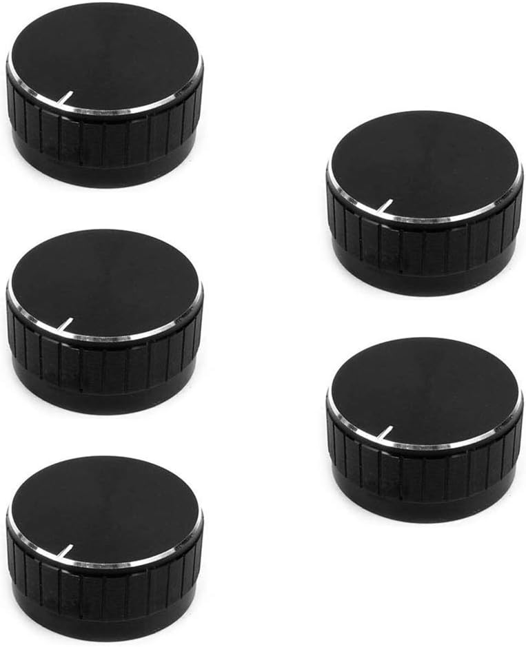 Dahszhi 5Pcs 6mm Knurled Shaft Insert Diameter Potentiometer Round Control Knobs Black-G6.7