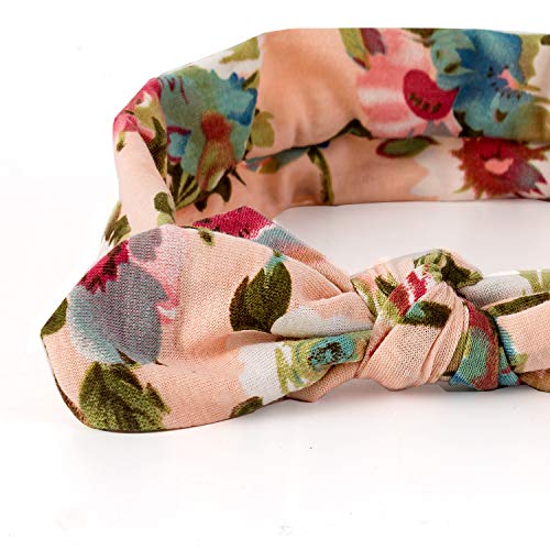 Dlala Women Headbands 6pcs Turban Headwraps Hair Band Bows Accessories for Fashion Or Sport (Boho Floral)