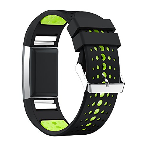 MoreToys Silicone Adjustable Replacement Accessory Sport Watch Band Wrist Strap Bracelet for Fitbit Charge 2 Fitness Wristband (A)