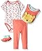 Disney Baby Girls' Winnie The Pooh 3-Piece Bodysuit, Pant, Booties, and Bib Set (Georgia Peach, 6/9 Months)