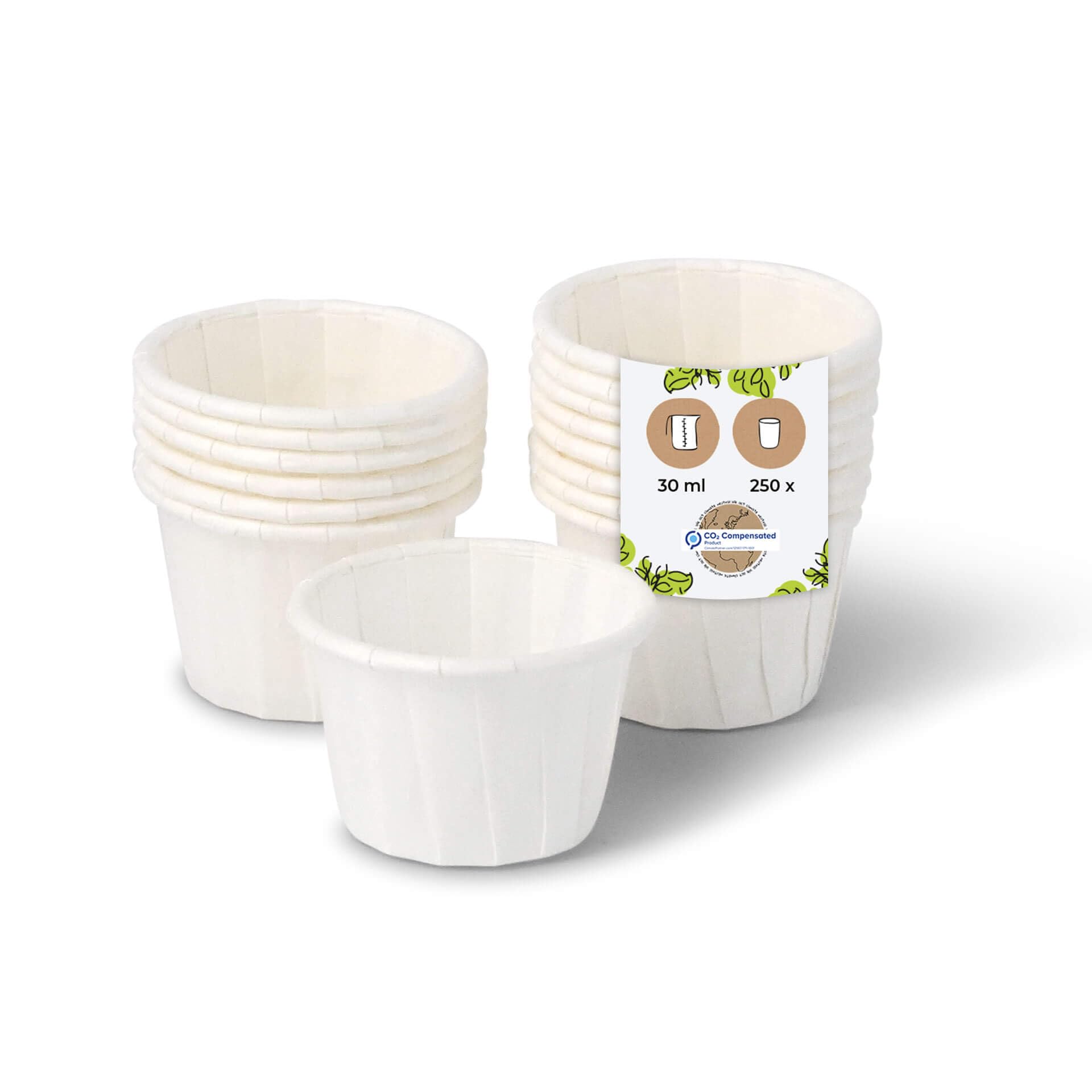 BIOZOYG 250 Pieces Small Dip Bowls for Sauces, Finger Food, Jam I Mini Serving Bowls 1 oz Round White I Party Snack Cup Paper Portion Cups with Organic Coating 100% Biodegradable