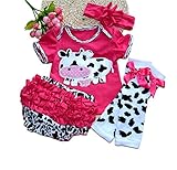 NPK collection Reborn Baby Doll Clothes Outfit for 20-23 Inch Reborns Newborn Babies Matching Clothing Rose Dairy Cow Four-Piece Set