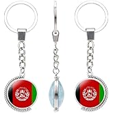 vmcoatdu Many Countries National Flag Double Sided Rotation Key Chain Keyring Gift Men Women Stainless Steel Glass Keychain
