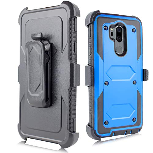 LG G7 Case, LG G7 ThinQ Case, Full-Body Rugged Holster Case Built-in Screen Protector LG G7 2018 Release [Value Bundle] (Blue)
