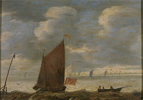 'Anonymous Velero Y Barca De Pescadores Frente A La Costa 17 Century ' Oil Painting, 24 X 34 Inch / 61 X 87 Cm ,printed On Polyster Canvas ,this Beautiful Art Decorative Prints On Canvas Is Perfectly Suitalbe For Dining Room Gallery Art And Home Artwork And Gifts
