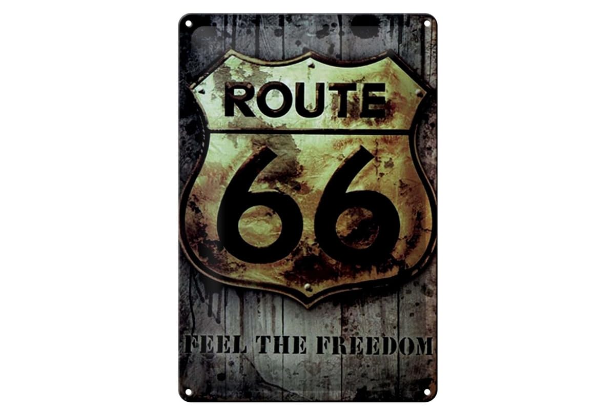 Tin Sign 20 x 30 cm Curved Route 66 Feel The dom America Vintage Decorative Gift Sign