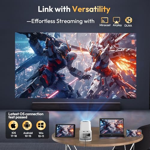 [2026 Upgraded & Android 14.0] Mini Projector Native 720P HD, Supports 4K 1080P, XGODY Gimbal 3 Pro Portable Projector 12000 Lumen, WiFi 6, Bluetooth, Auto Keystone, Video Projector for Home Cinema