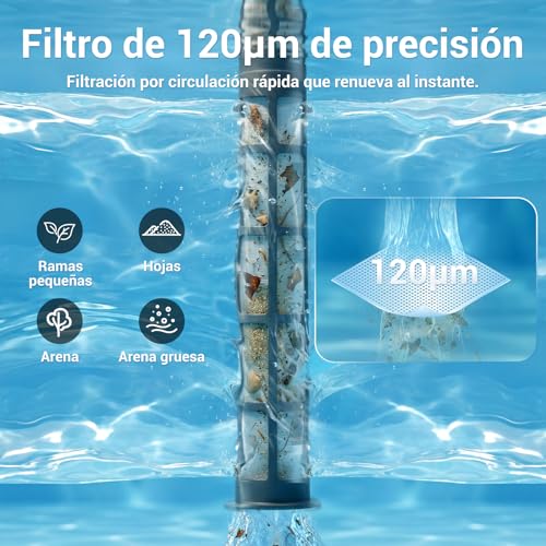 2 in 1 Cordless Pool Vacuum Cleaner, Rechargeable Pool Cleaner with 60 Min Autonomy, Suction 32 L/min, Ideal for Detachable Pools, Above Ground Pools, SPA and Whirlpool