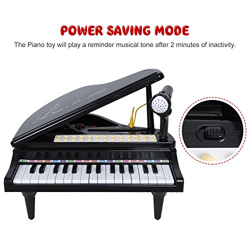 iFixer 31 Keys Piano Keyboard Toy for Toddlers Kids' Musical Talent Development, Electronic Musical Multifunctional Instruments with Microphone, Audio Link Mobile IPad PC, Black