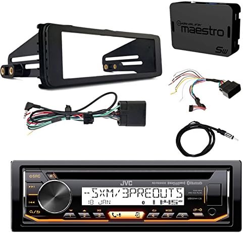 JVC KDR99MBS Marine CD Bluetooth Radio, SiriusXM Tuner Kit, iDataLink Harley Davidson Wiring Kit, Enrock Harley Dash Kit, Marine Antenna - 40 (Select '98-'13 Harleys)