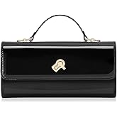 BRYCTSISEN Women Metallic PU Leather Evening Clutch Purse Handbag Crossbody Shoulder Bag Square Box Bag Chic Handbag