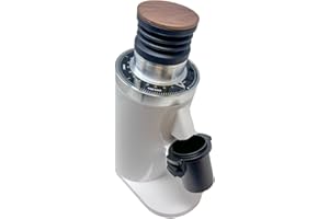 TURIN GRINDERS Turin DF64 Gen 2 Single Dose Coffee Grinder - 64mm Flat Burrs, Black or White, Stainless Steel or DLC Burrs, Low Retention, Stepless Adjustment (Stainless Steel Burrs, White)