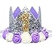 Glitter Baby Girls 1st 2 3 Birthday Floral Crown Flower Princess Tiara Cake Smash Photo Prop (Purple White Flower 1)