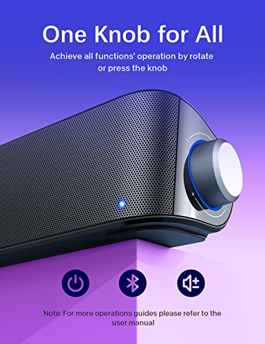 Nylavee Computer Speakers, HiFi Sound Quality PC Speakers for Desktop, Bluetooth 5.0 and 3.5mm Aux-in Computer SoundBar, USB Powered Desktop Speaker for PC, Laptop, Tablet, Xbox, Gaming Speaker