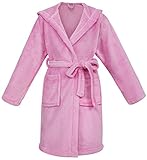 Simplicity Children's Hooded Coral Velvet Bath Robe with Pockets