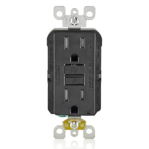 Leviton GFCI Outlet, 15 Amp, Self Test, Tamper-Resistant with LED Indicator Light, Protection from Electric Shock and Electrocution, GFTR1-E, Black