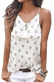 Coutgo Women Sleeveless Printed Strap Blouse Shirt Top