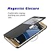MTRONX Phone Case for Samsung GalaxyS7 Edge, S7 Edge, Window View Magnetic Closure Twill PU Leather Ultra Folio Flip Slim Case Cover Edge - Black(MG1-BK)