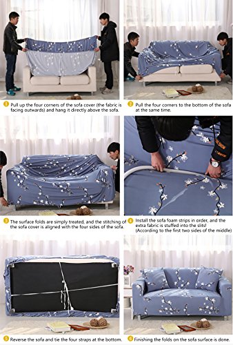 FORCHEER Stretch Sofa Slipcover Printed Plaid Pattern Couch Cover Polyester Spandex Fabric Furniture Pet Protector for Living Room (Sofa,#Pattern Floral 16) - Thumbnail 7