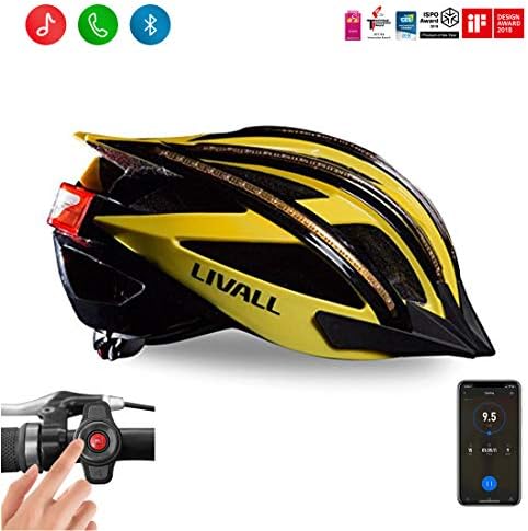 LIVALL BH100 First Smart Bling Bike Helmet with Lights LED on The top and Back,Built-in Windbreak Mic,G-Sensor,Bluetooth Speaker,with Bling Jet Controller,450g Certified Cycling Helmet