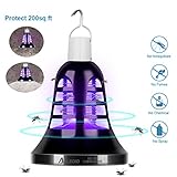 Auledio Camping Lantern and Bug Zapper - LED Tent Light Mosquito Killer Lamp with 2M USB Cable - Lightweight Camping Gear and Accessories for The Outdoors and Emergencies（Black）