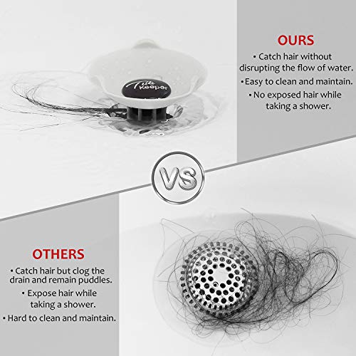 Drain Hair Catcher with Stopper, 3-in-1 Durable Tub Drain Protector Hair Drain Clog Prevention for Bathtub, 2 Pack
